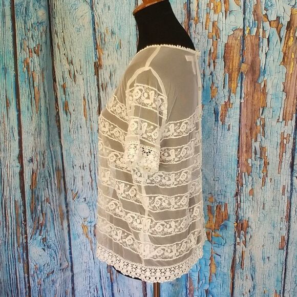 𝅺forever 21 Crochet Lace Blouse sz large - Picture 7 of 10